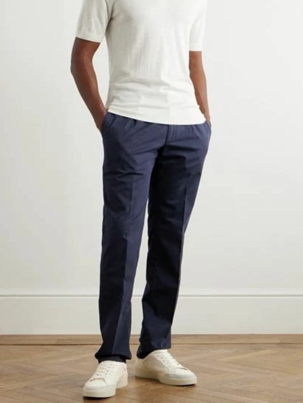 Brioni CANNES Blue Double-Pleated Chambray Pants Men's 38 Hemmed Org. $345